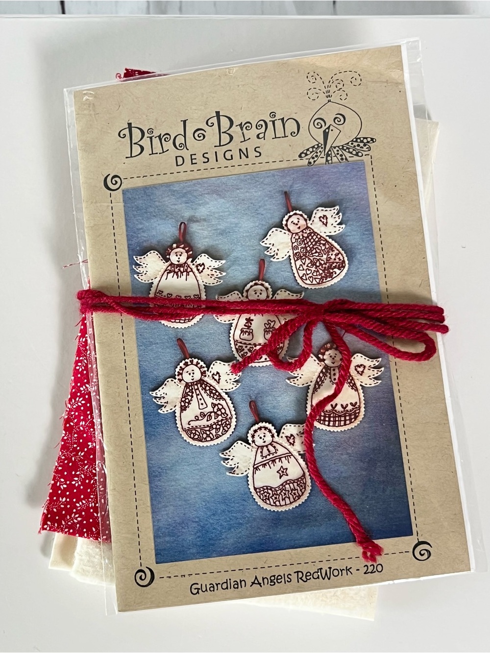 Bird Brain Designs Guardian Angels Redwork Ornaments Craft Kit & Pattern